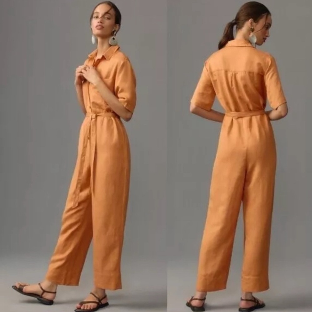 NEW Anthropologie Corey Lynn Calter Utility linen blend Jumpsuit large